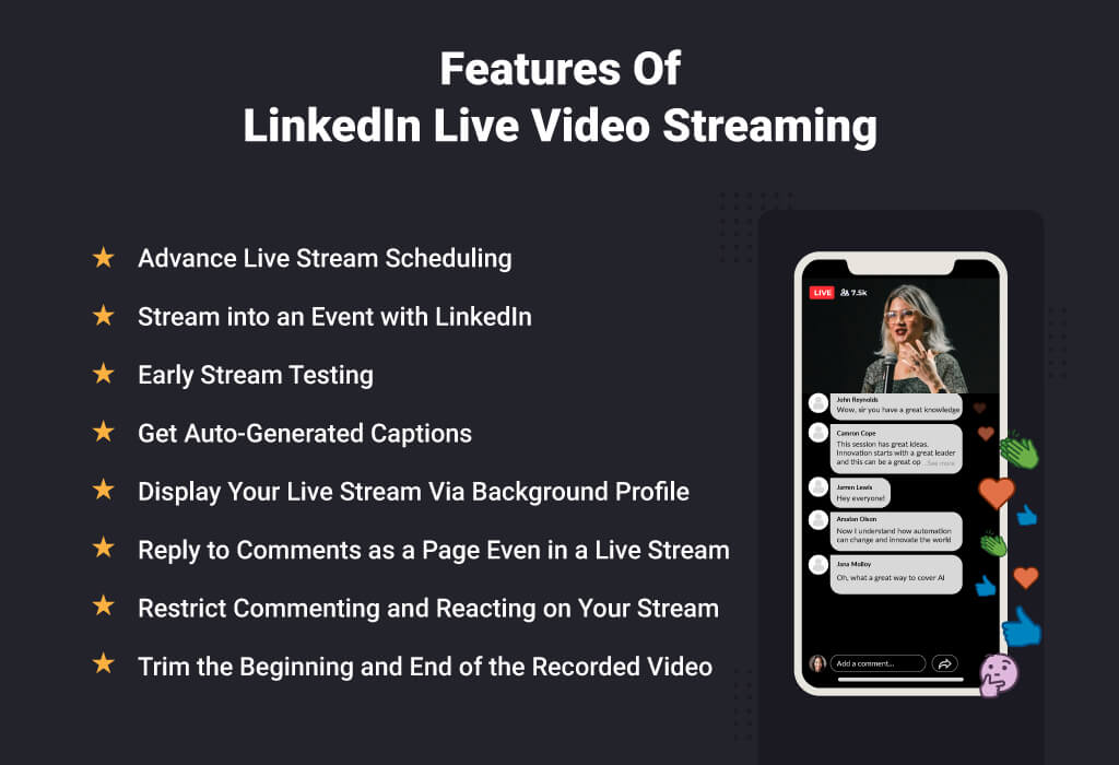 LinkedIn live streaming features